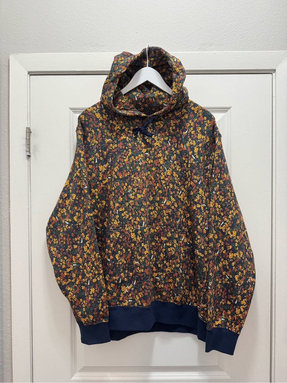Nike Hoodie Sweatshirt Club Fleece Pullover Navy Floral